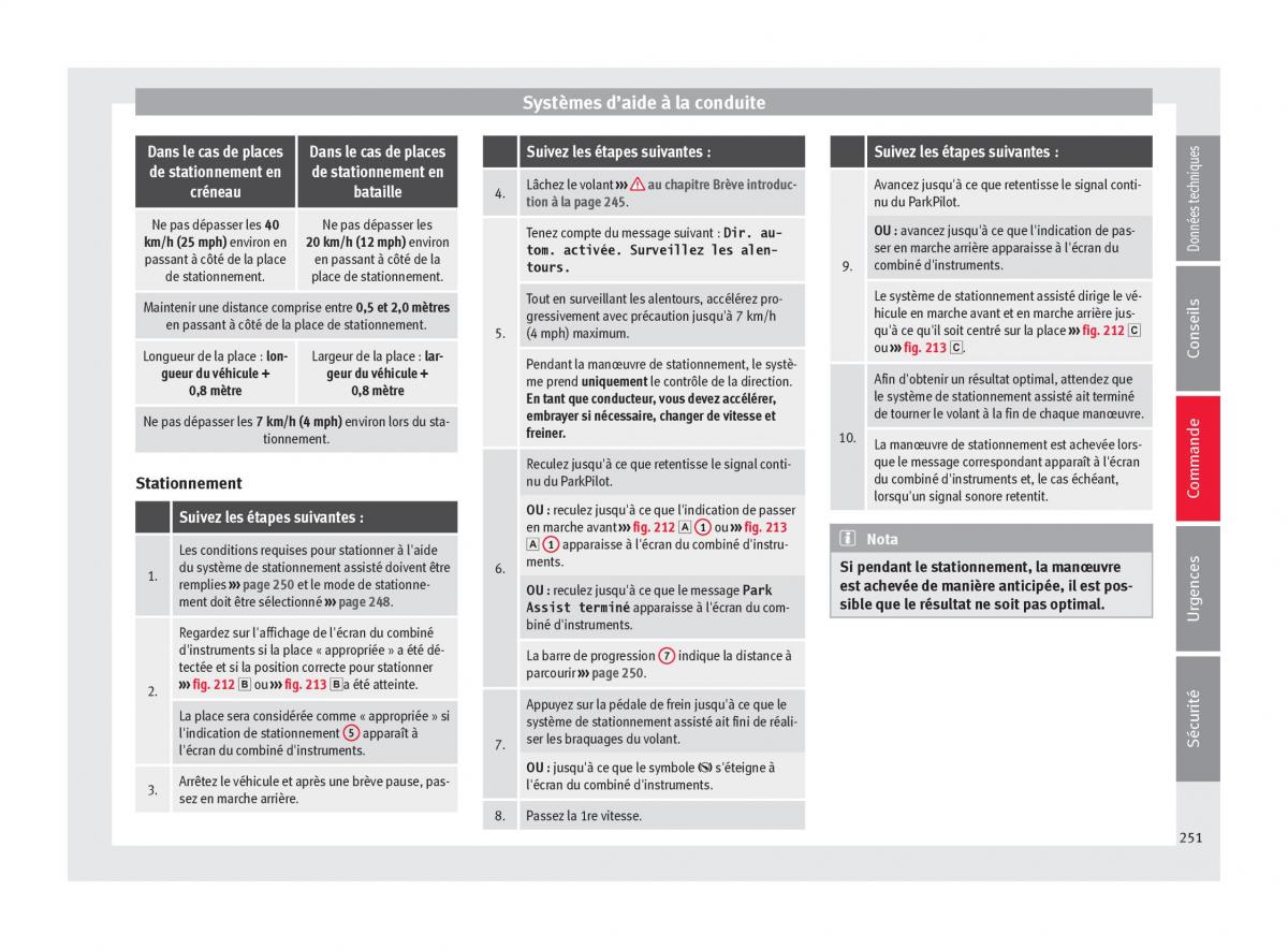 Seat Arona manuel du proprietaire / page 253