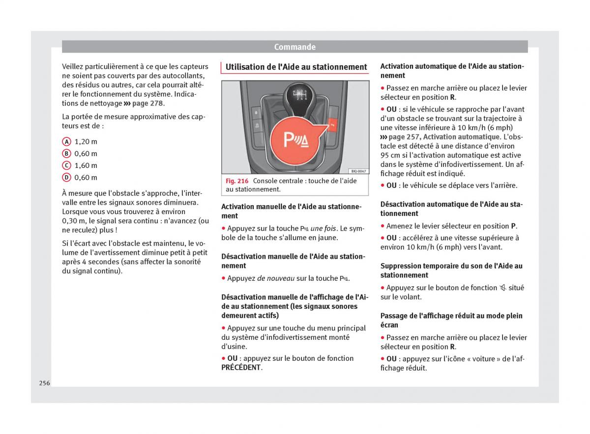 Seat Arona manuel du proprietaire / page 258