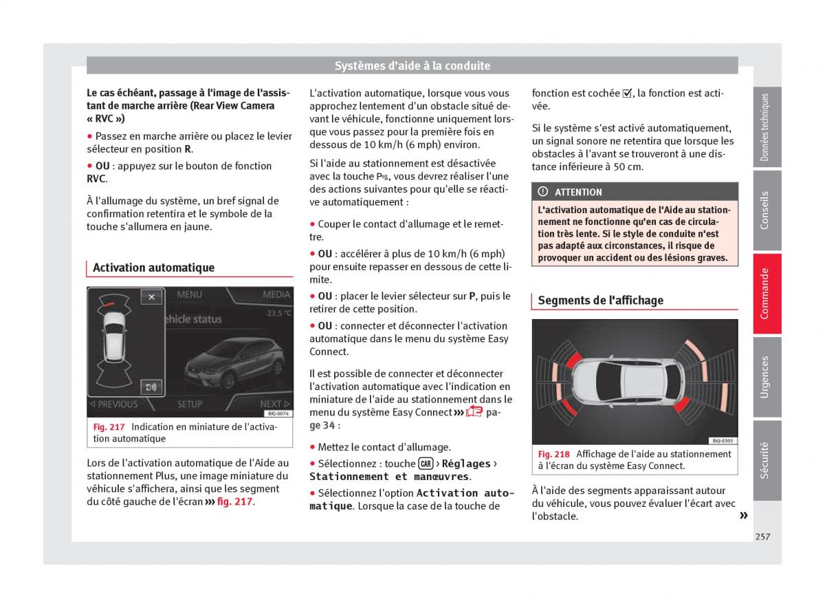 Seat Arona manuel du proprietaire / page 259