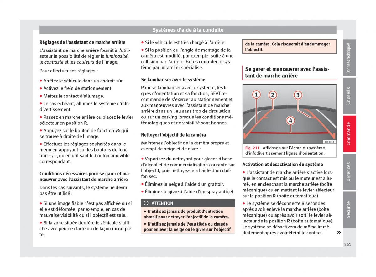 Seat Arona manuel du proprietaire / page 263