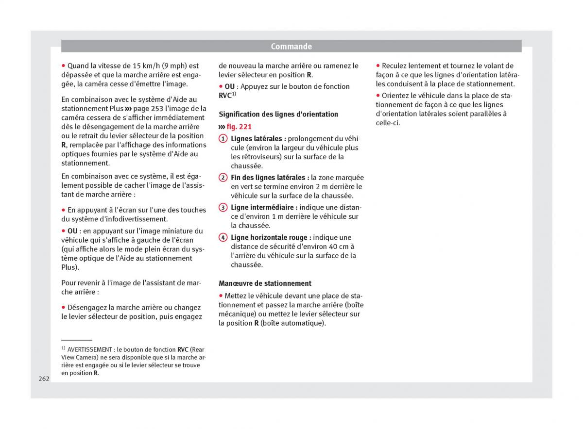 Seat Arona manuel du proprietaire / page 264