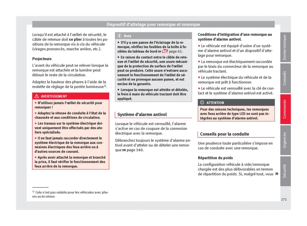 Seat Arona manuel du proprietaire / page 273