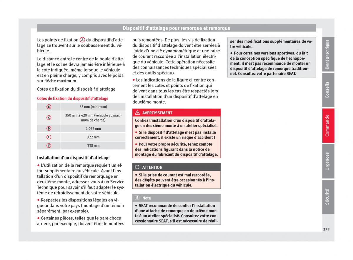 Seat Arona manuel du proprietaire / page 275