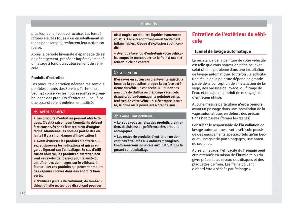 Seat Arona manuel du proprietaire / page 278