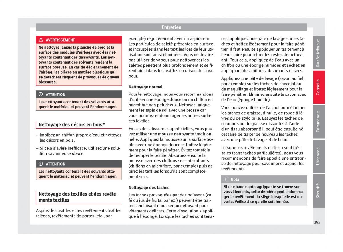 Seat Arona manuel du proprietaire / page 285