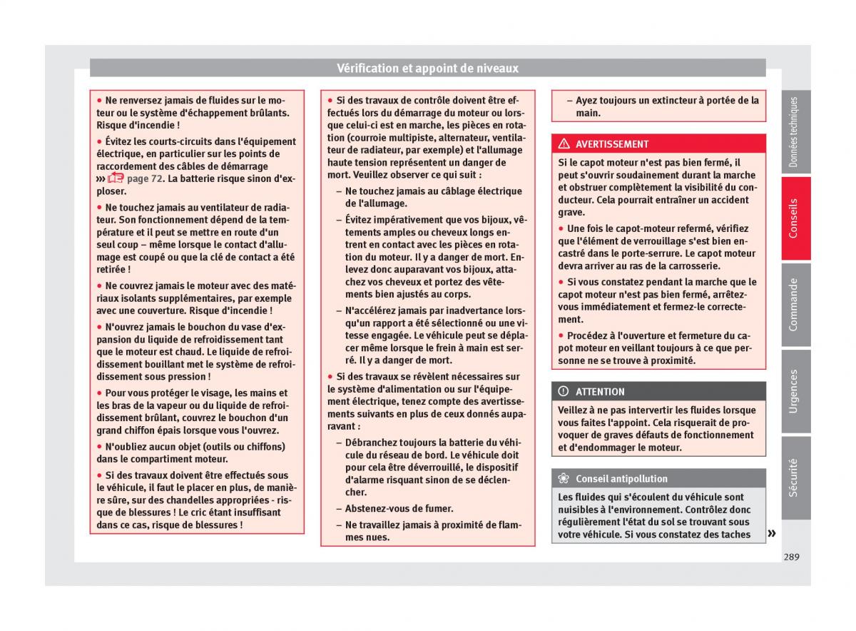 Seat Arona manuel du proprietaire / page 291