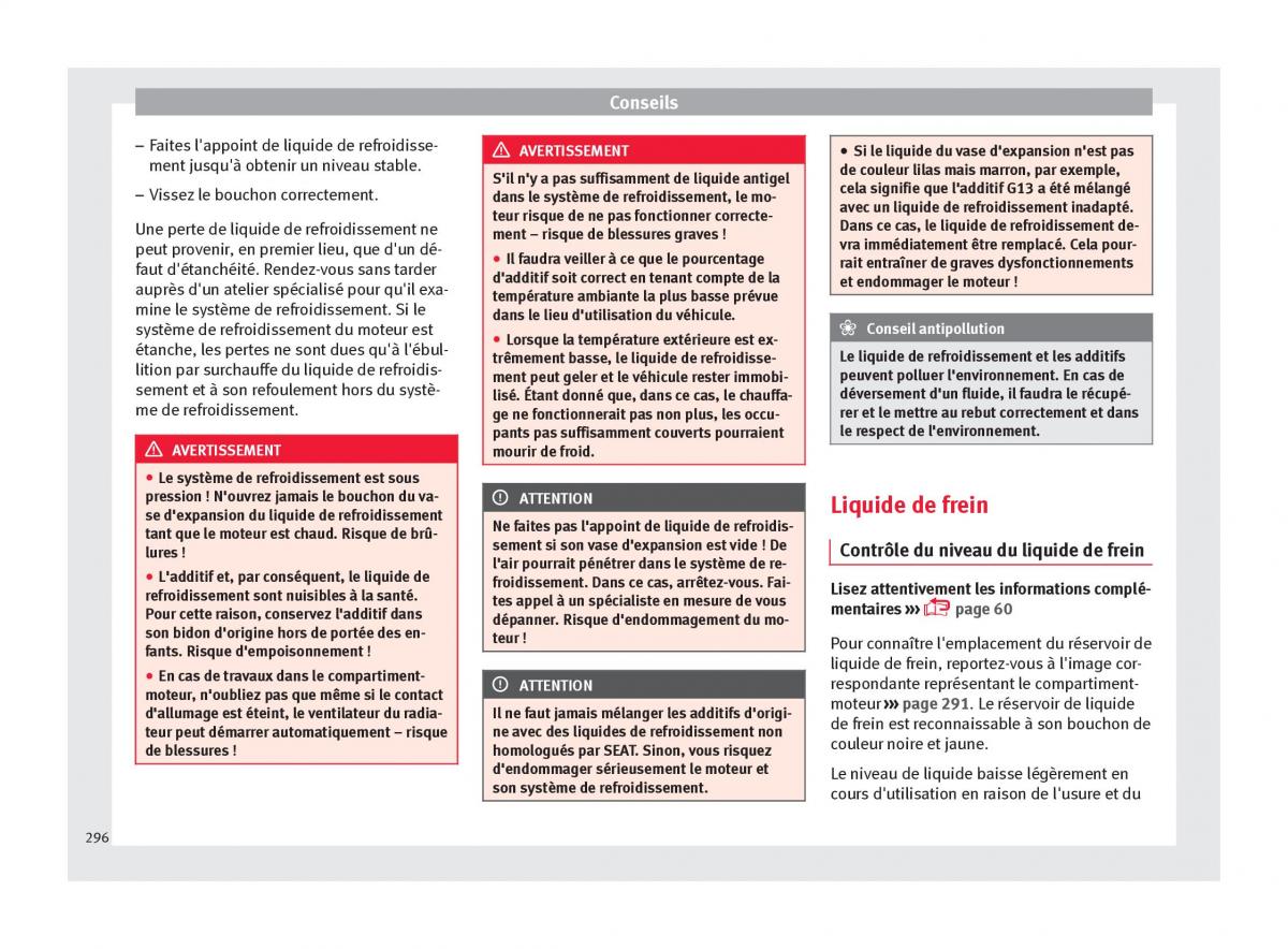 Seat Arona manuel du proprietaire / page 298