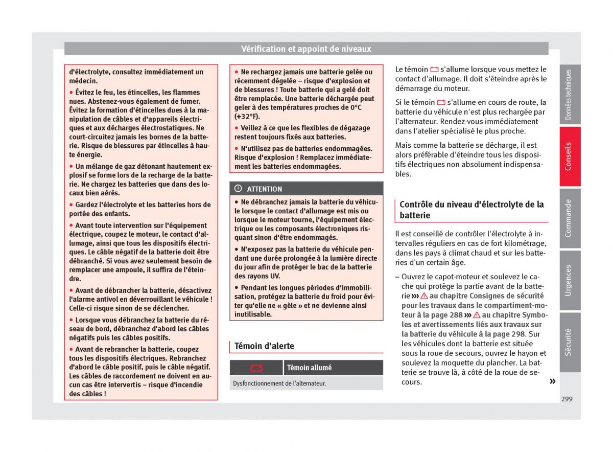 Seat Arona manuel du proprietaire / page 301