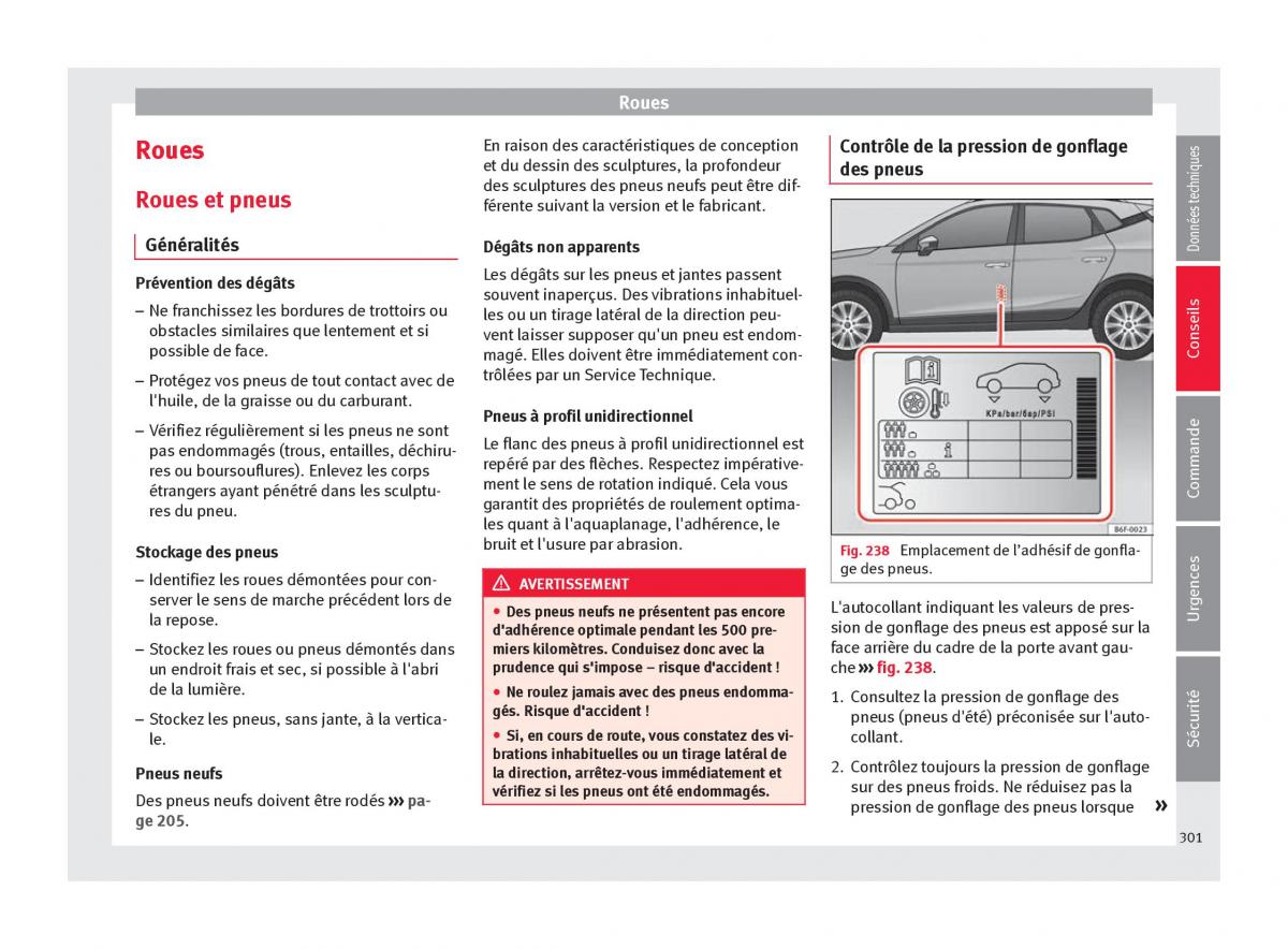 Seat Arona manuel du proprietaire / page 303