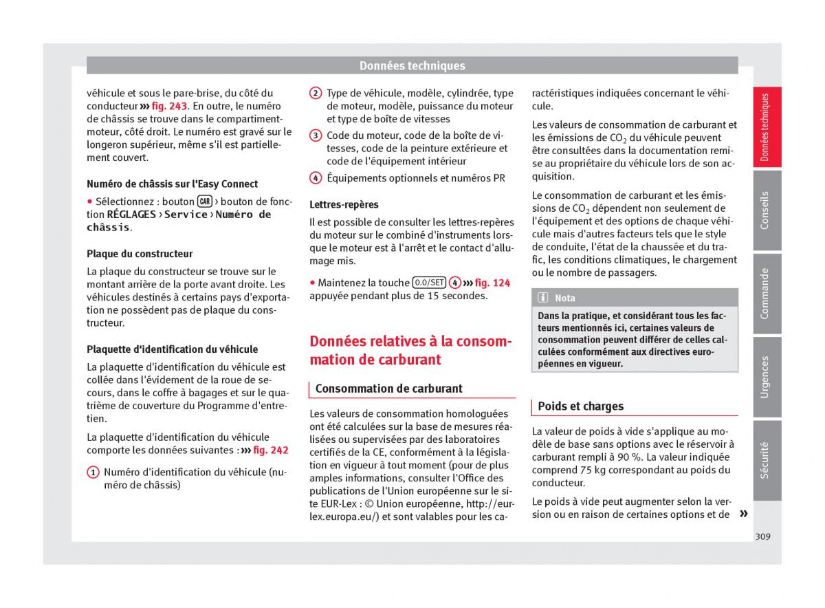 Seat Arona manuel du proprietaire / page 311