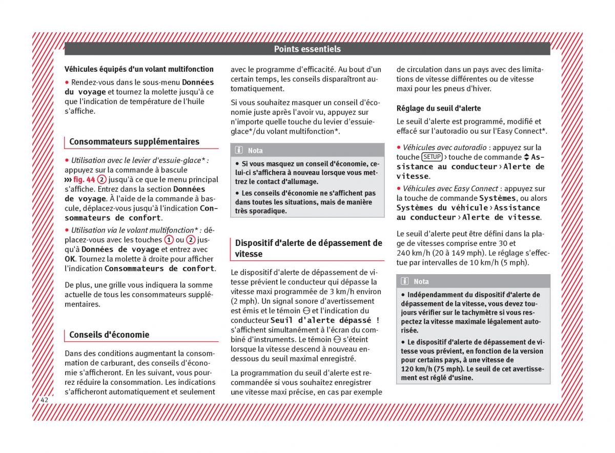 Seat Arona manuel du proprietaire / page 44