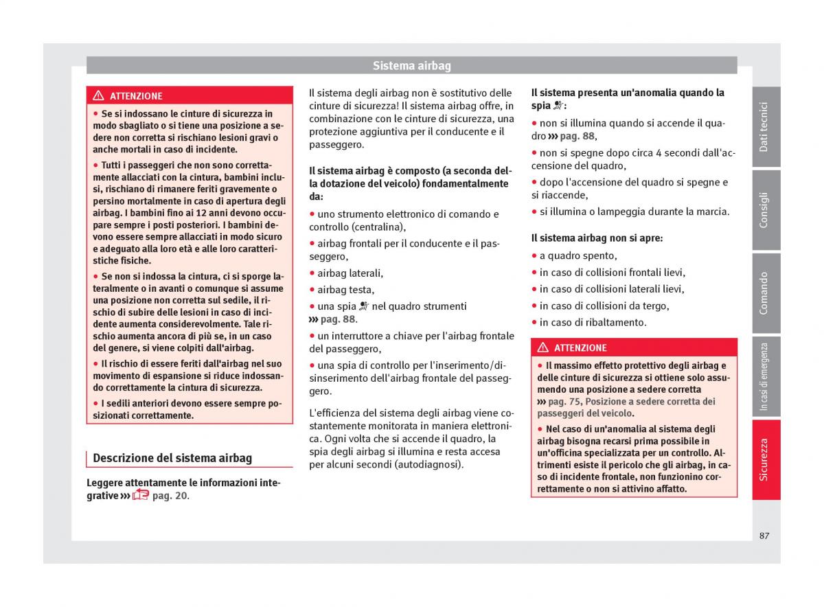 Seat Arona manuale del proprietario / page 89