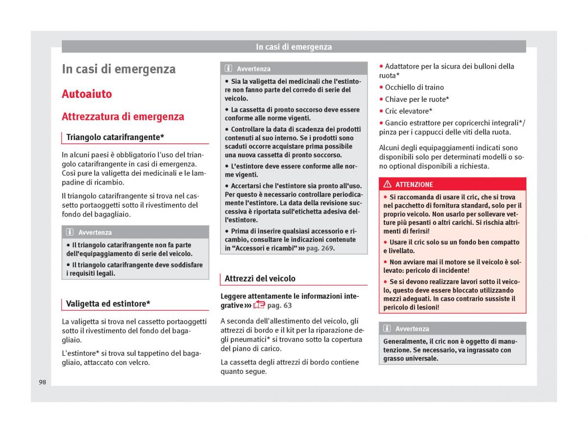 Seat Arona manuale del proprietario / page 100