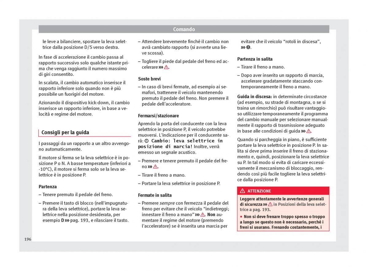 Seat Arona manuale del proprietario / page 198