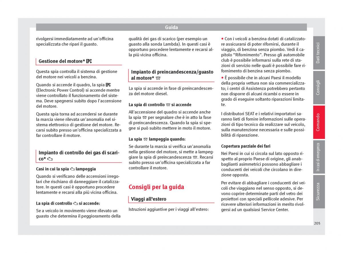 Seat Arona manuale del proprietario / page 207