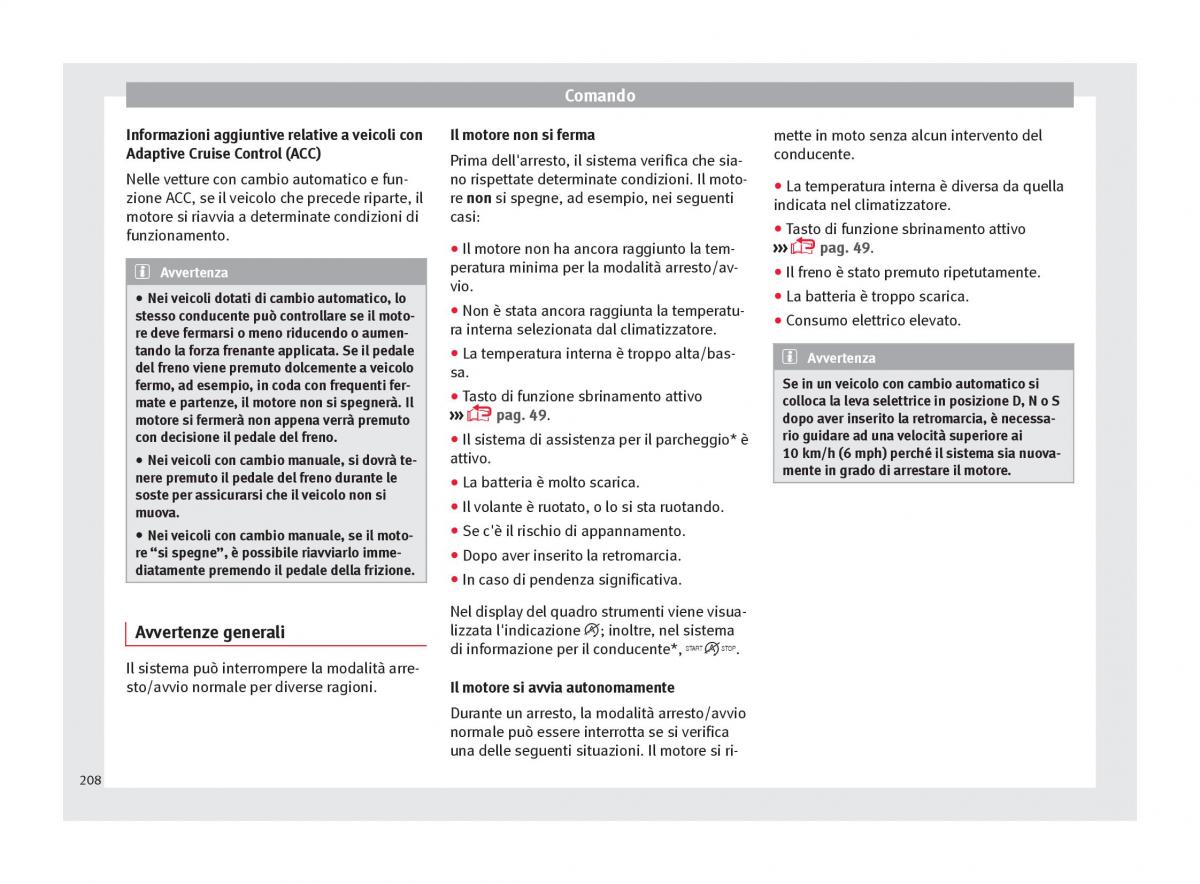 Seat Arona manuale del proprietario / page 210