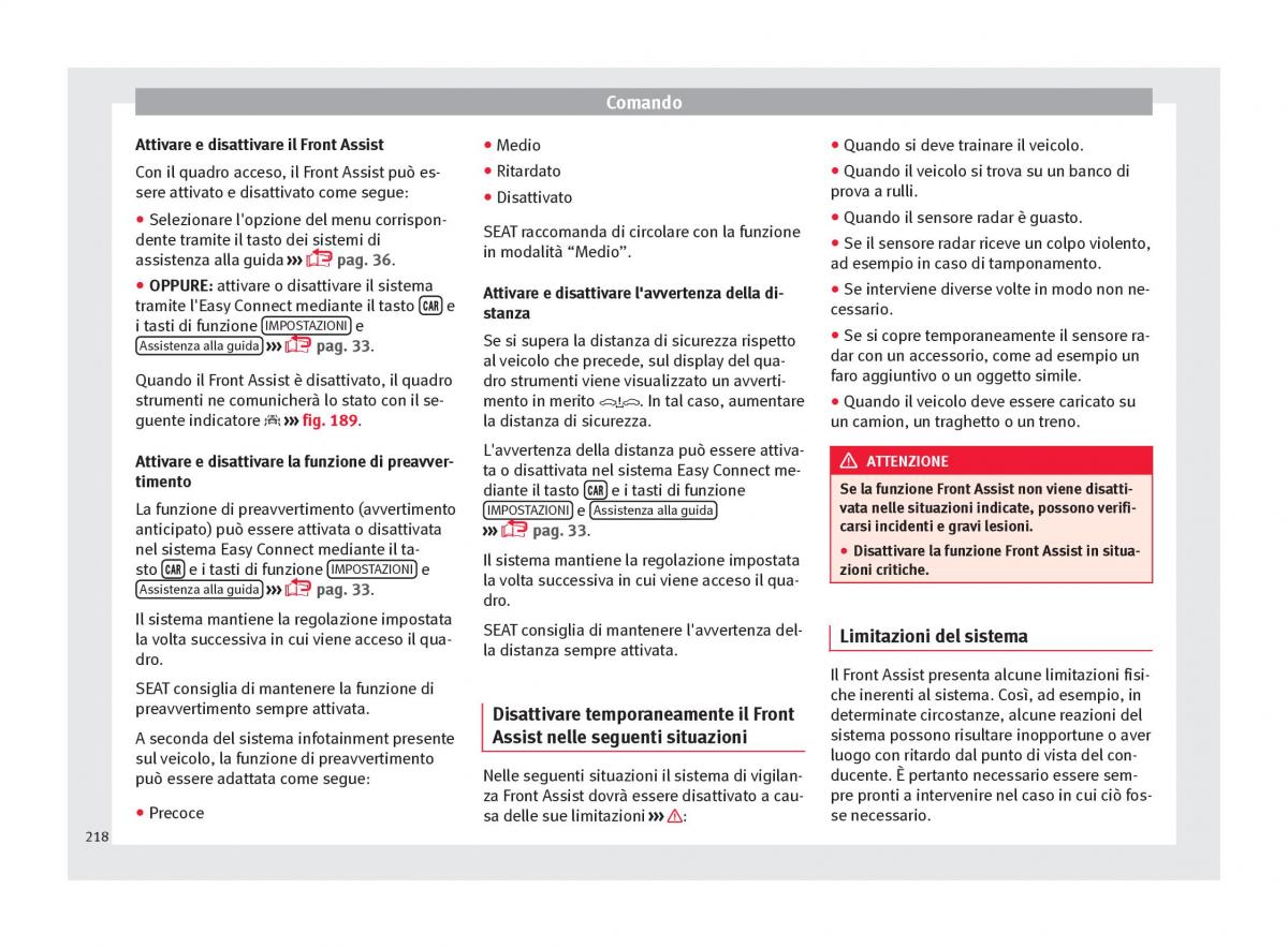 Seat Arona manuale del proprietario / page 220