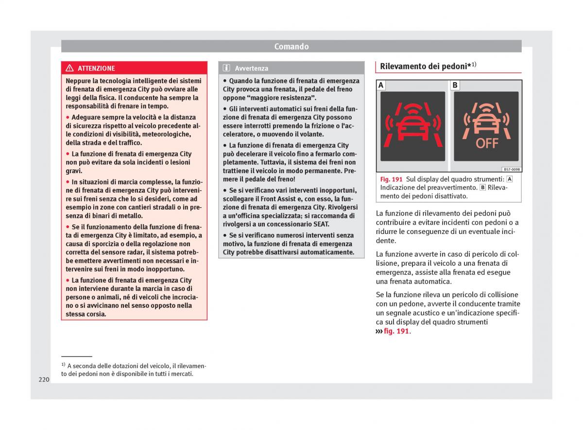 Seat Arona manuale del proprietario / page 222