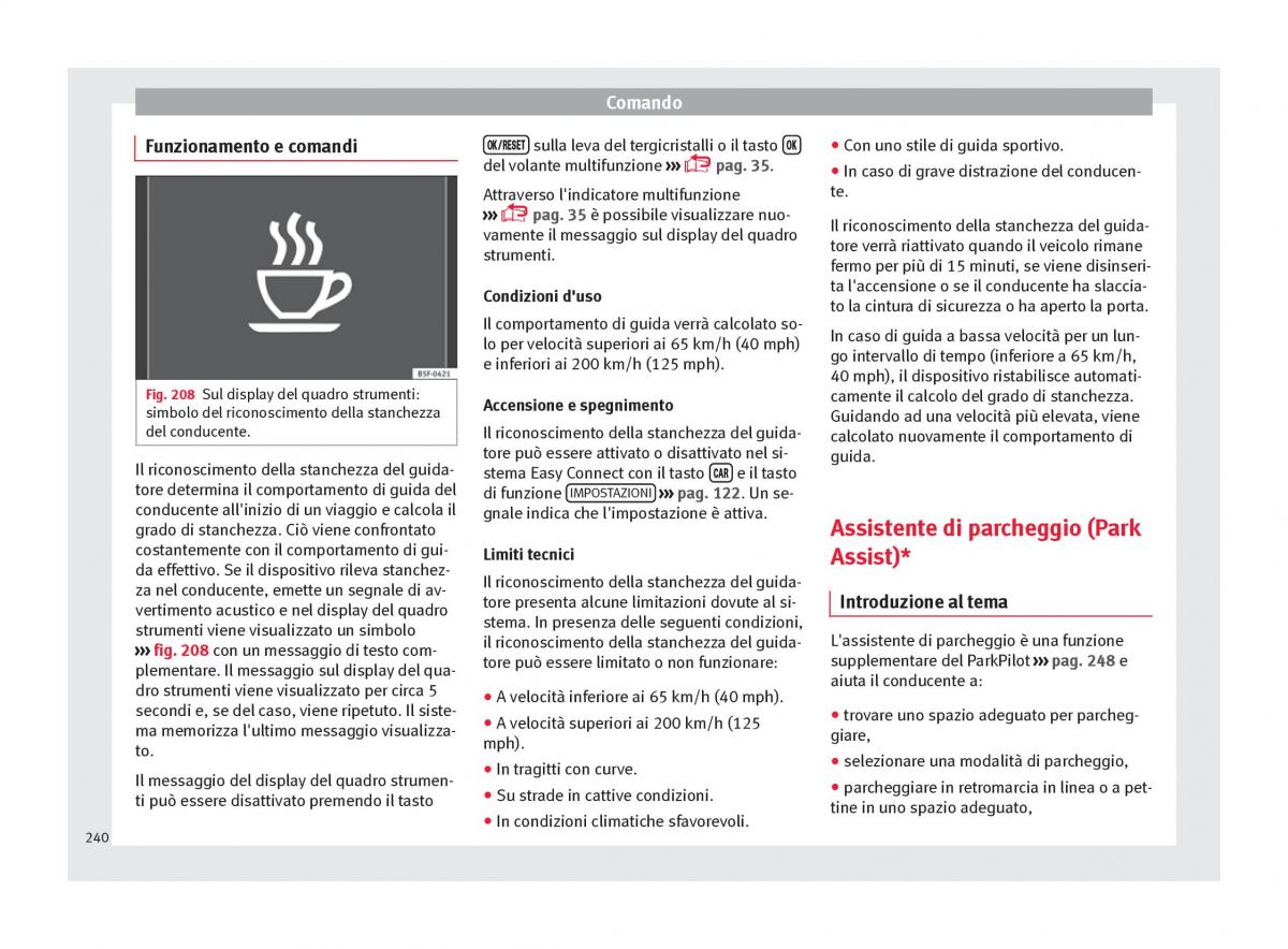 Seat Arona manuale del proprietario / page 242