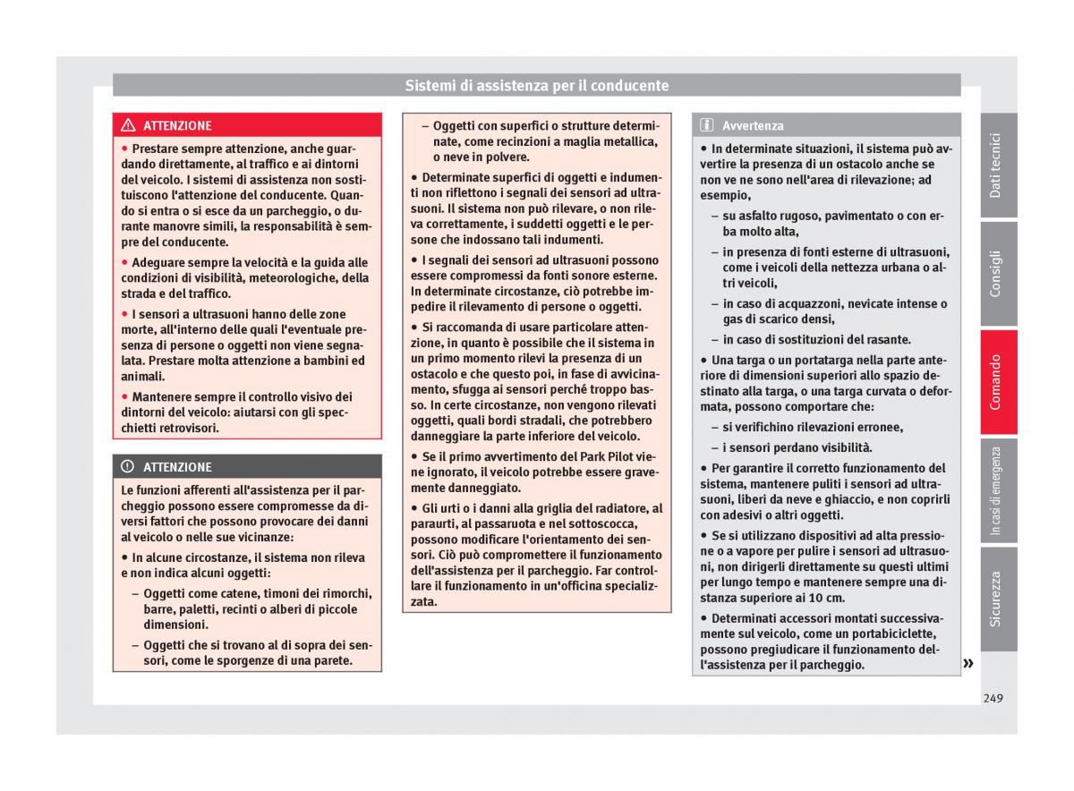 Seat Arona manuale del proprietario / page 251