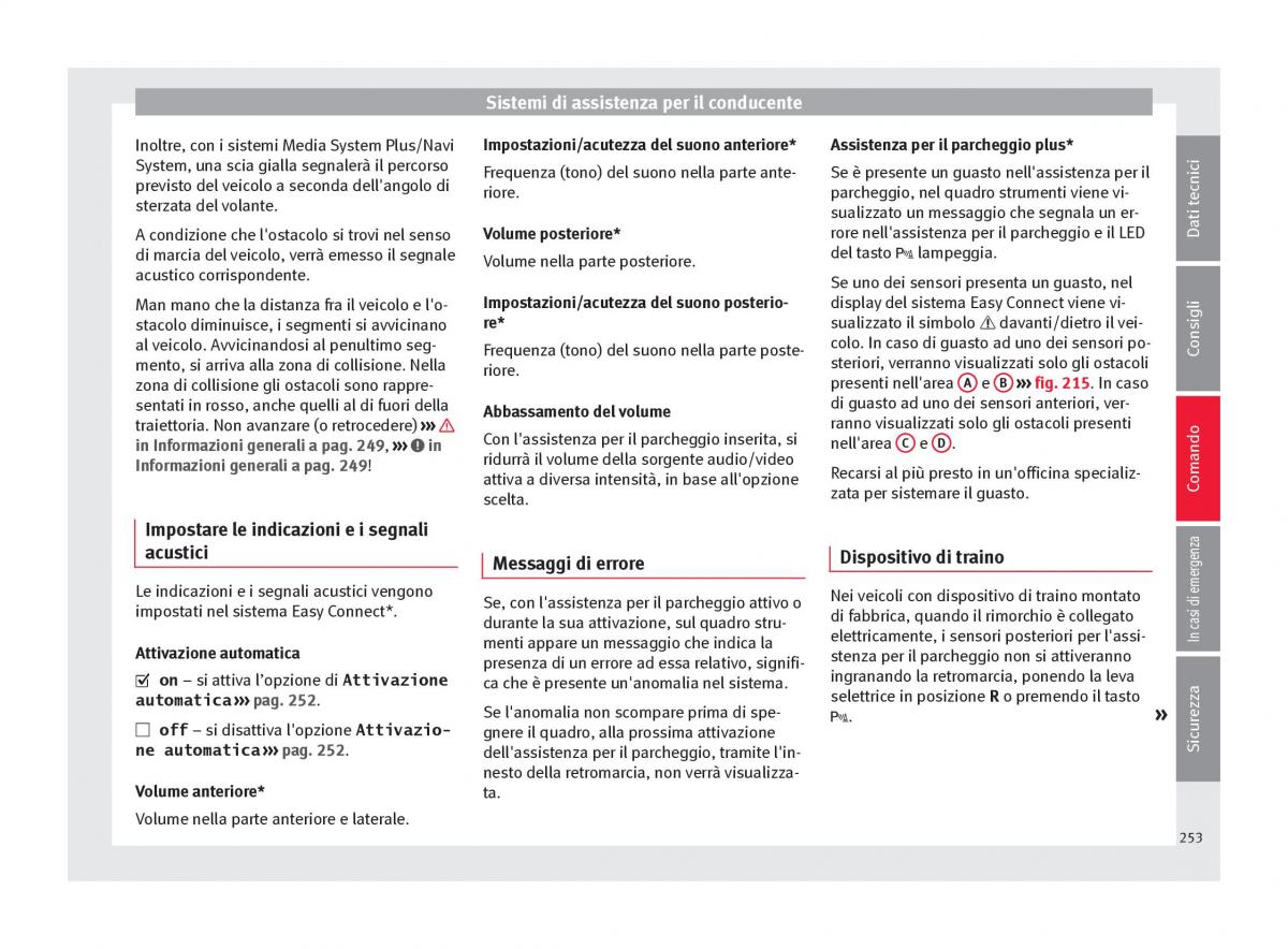 Seat Arona manuale del proprietario / page 255