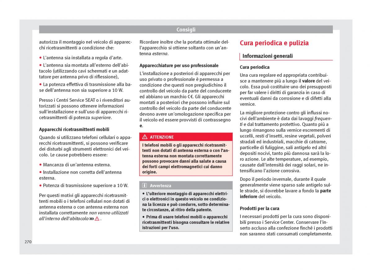 Seat Arona manuale del proprietario / page 272