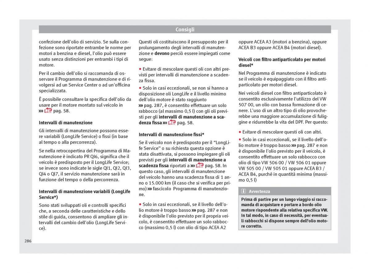 Seat Arona manuale del proprietario / page 288