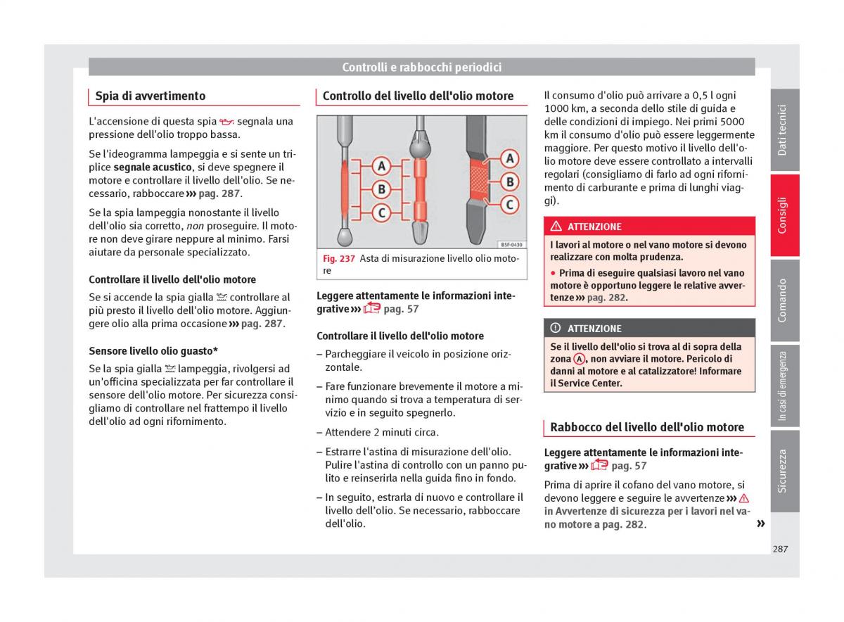 Seat Arona manuale del proprietario / page 289