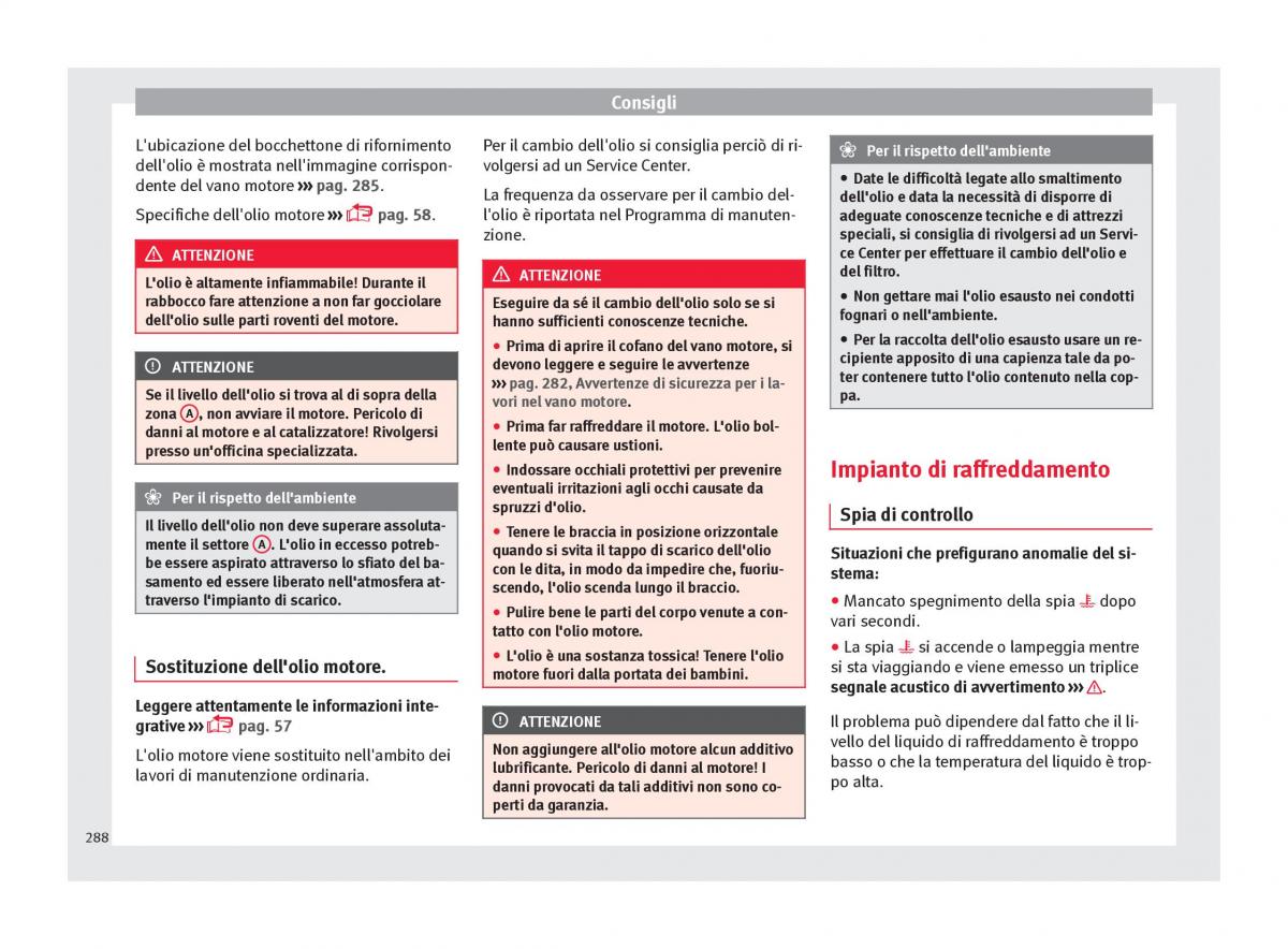 Seat Arona manuale del proprietario / page 290