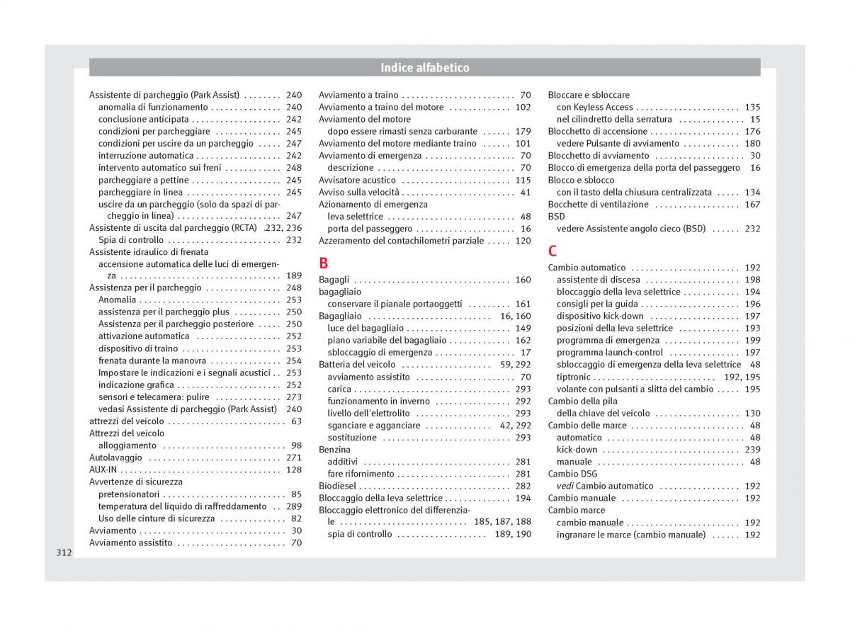 Seat Arona manuale del proprietario / page 314