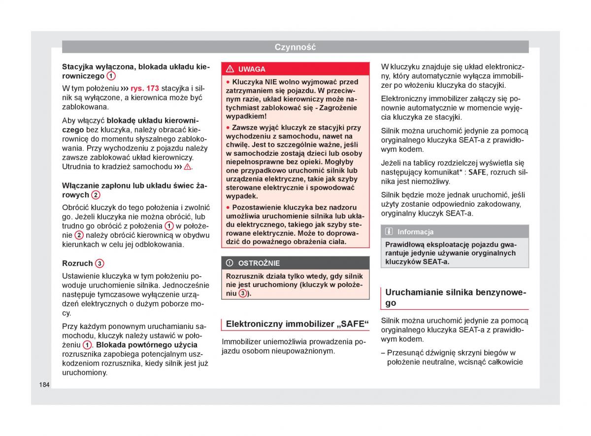 Seat Arona instrukcja obslugi / page 186