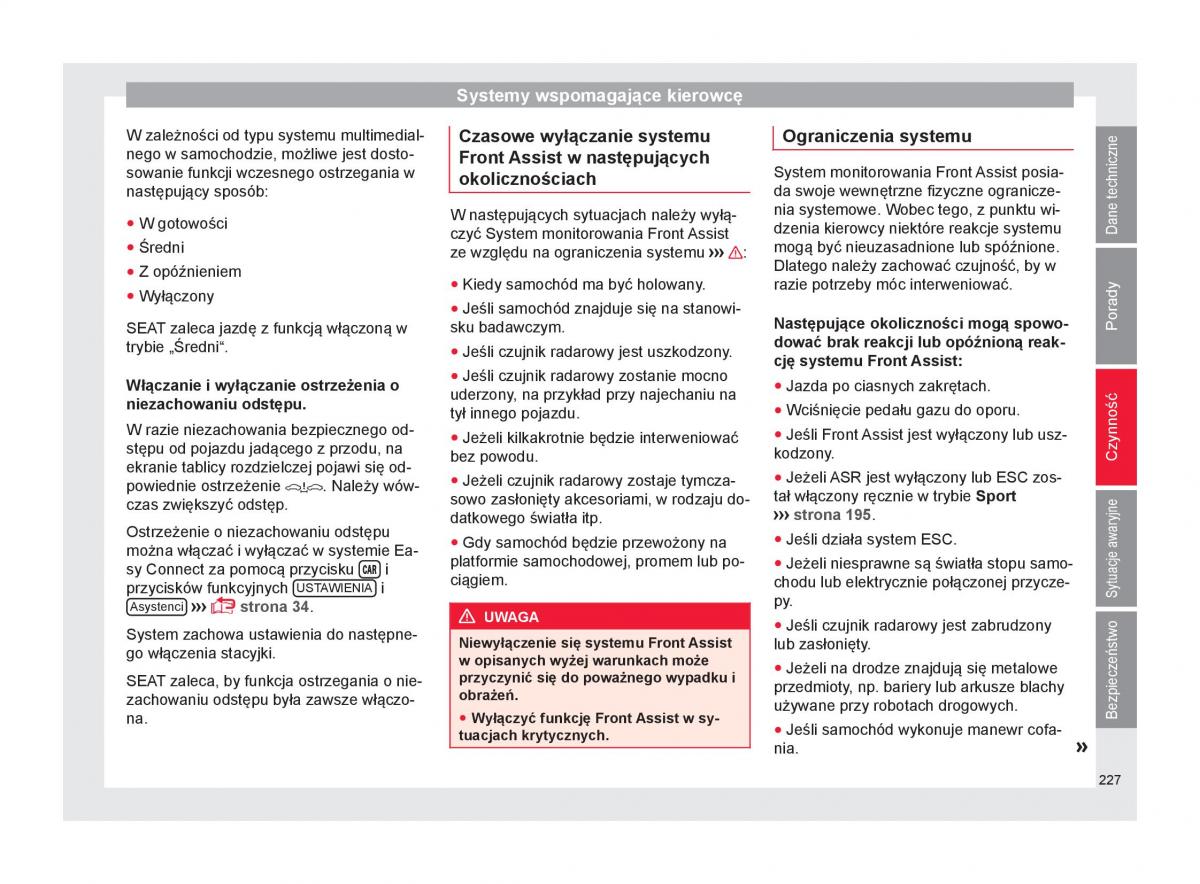 Seat Arona instrukcja obslugi / page 229