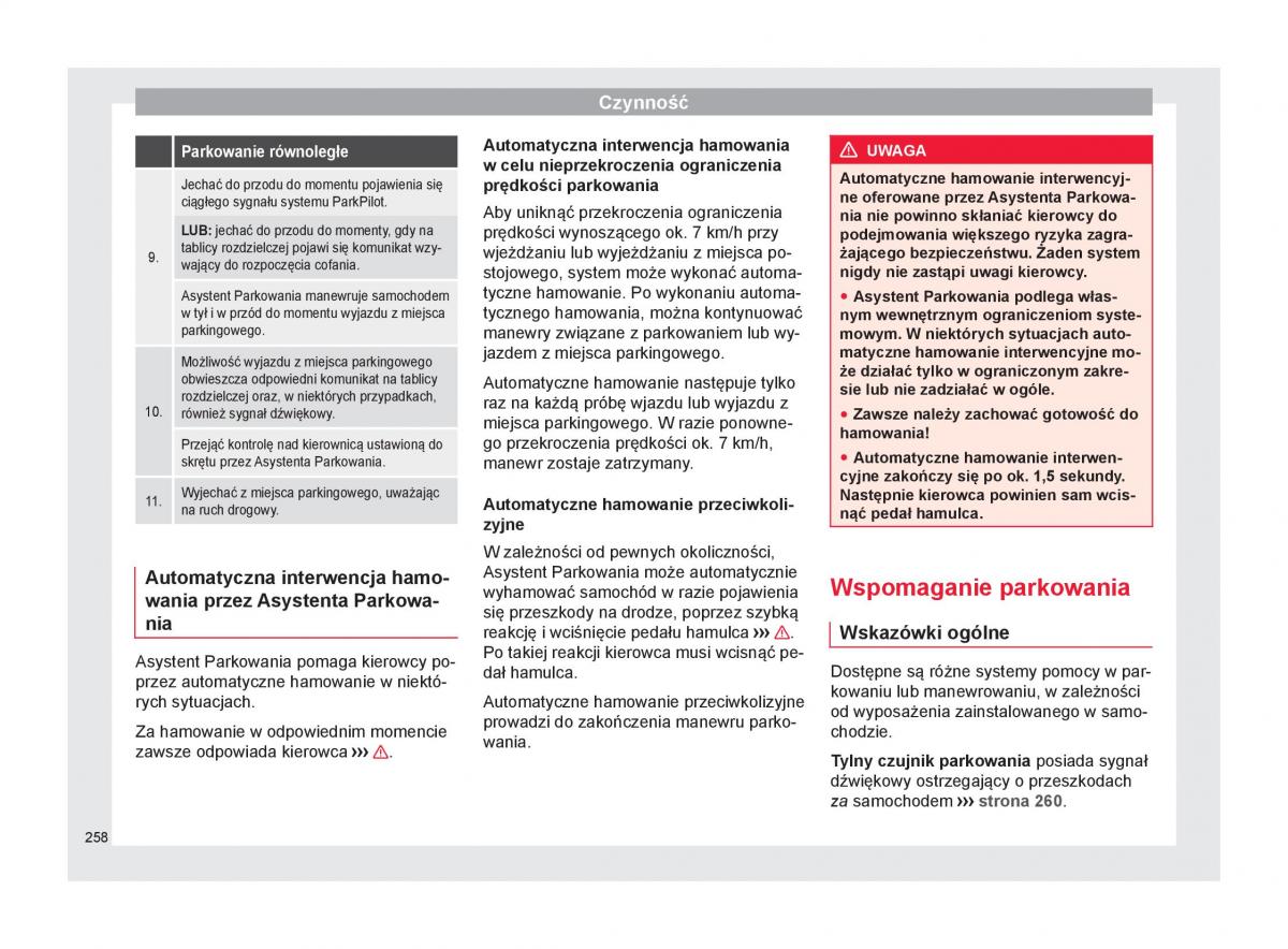 Seat Arona instrukcja obslugi / page 260