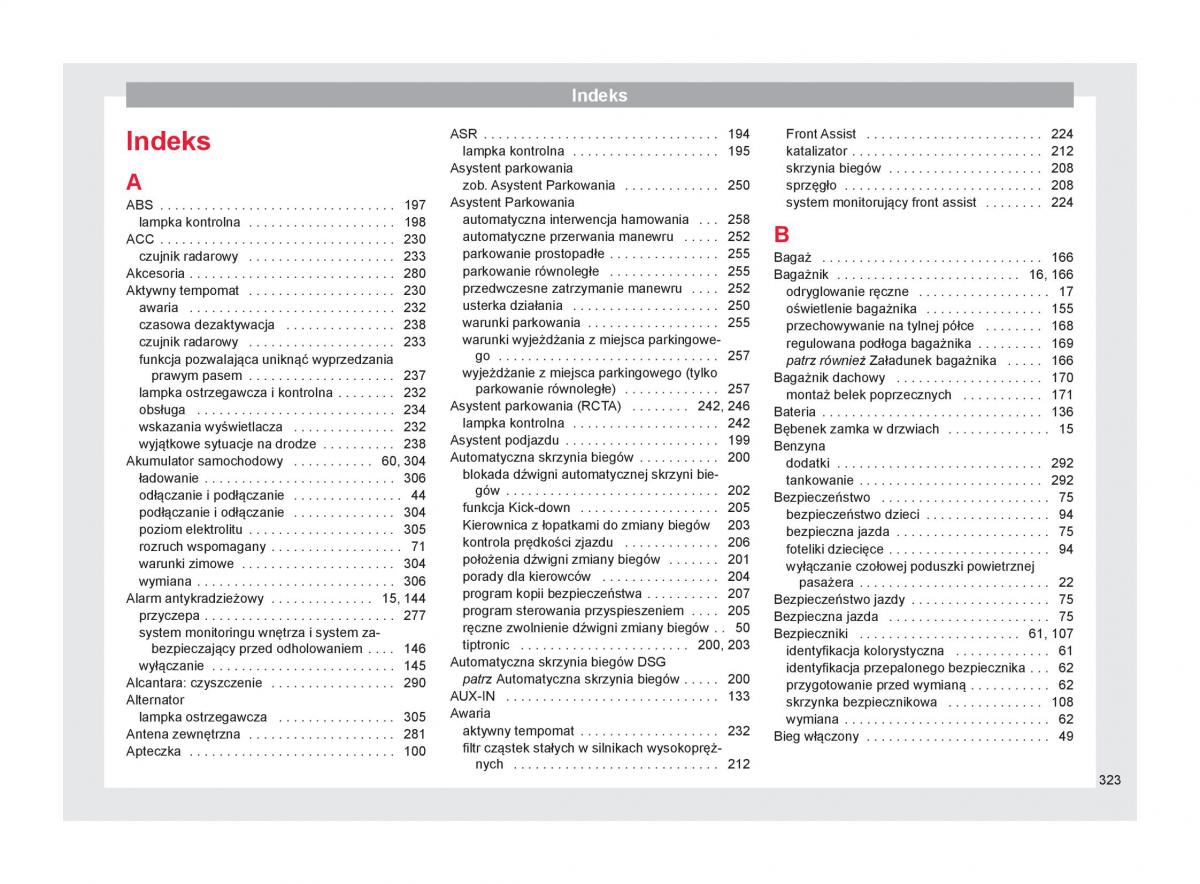 Seat Arona instrukcja obslugi / page 325