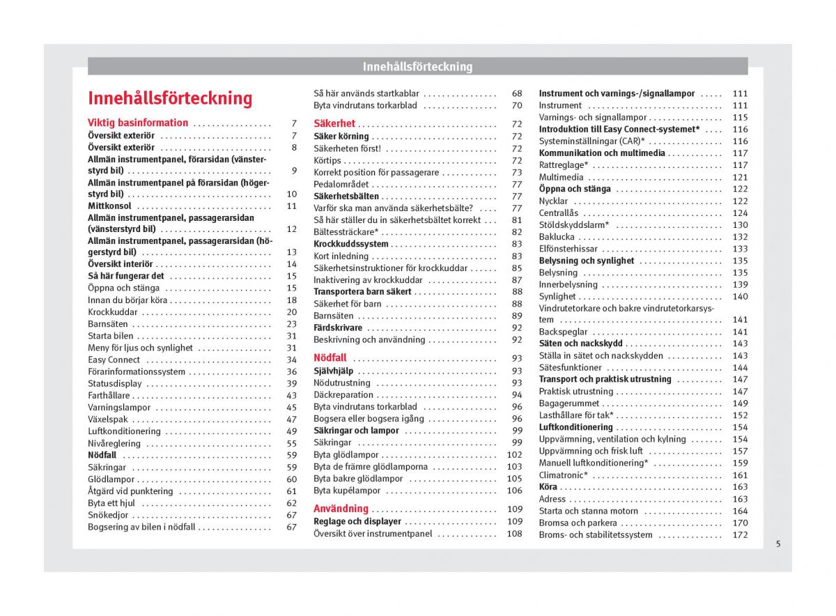 Seat Arona instruktionsbok / page 7