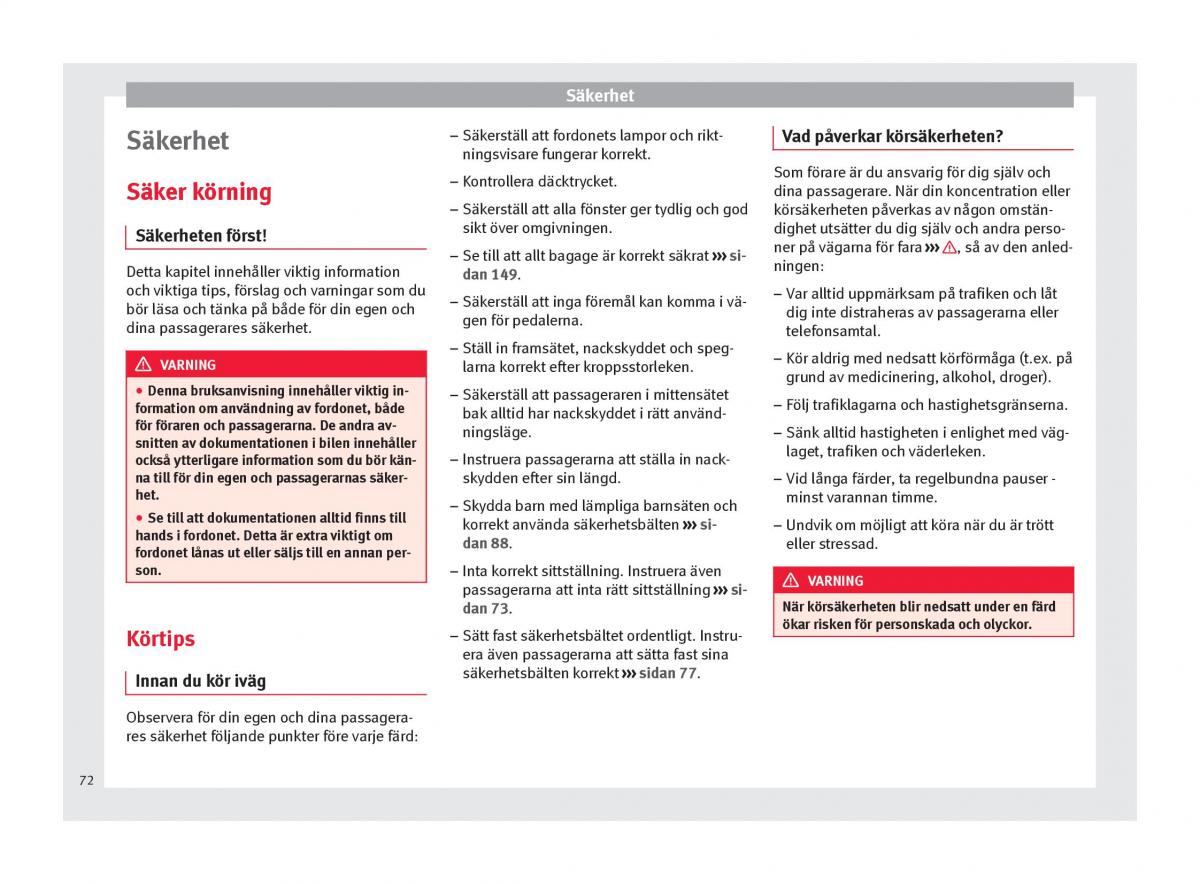 Seat Arona instruktionsbok / page 74