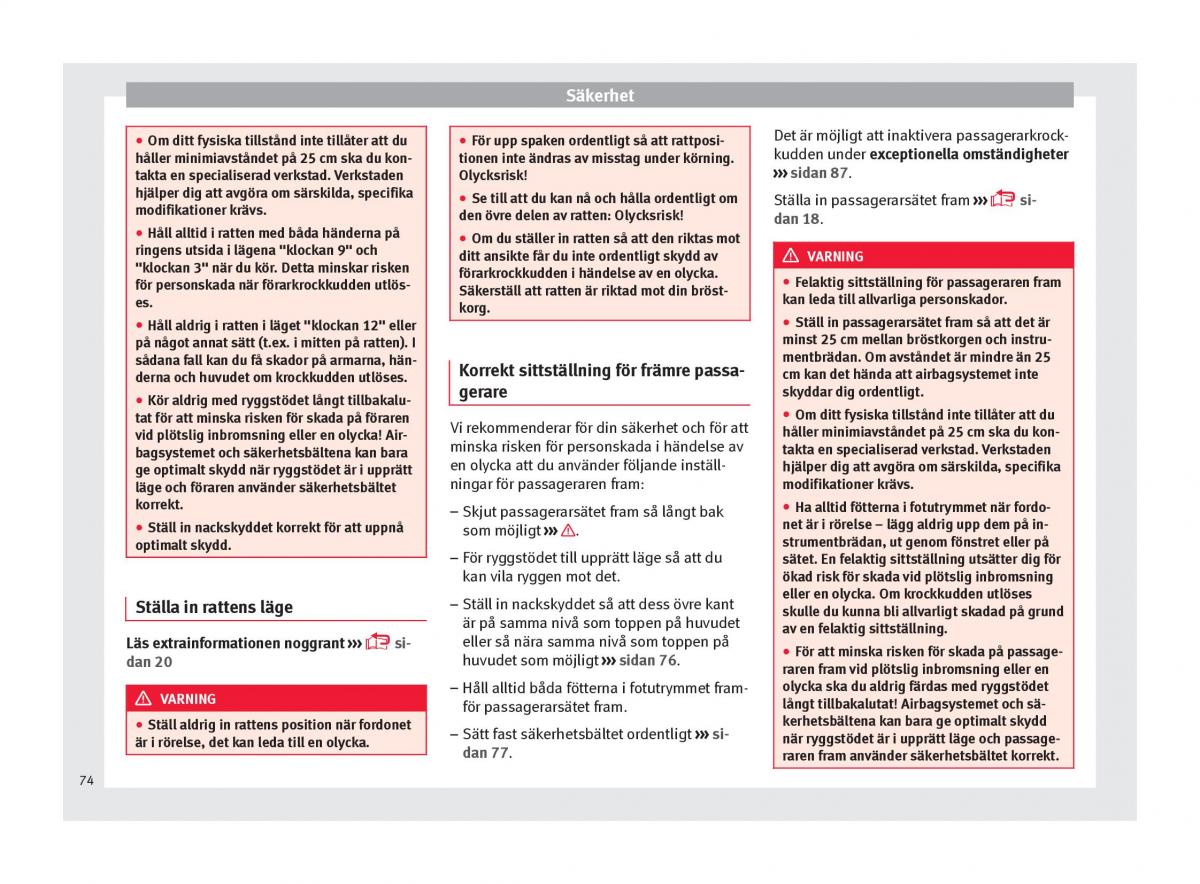 Seat Arona instruktionsbok / page 76