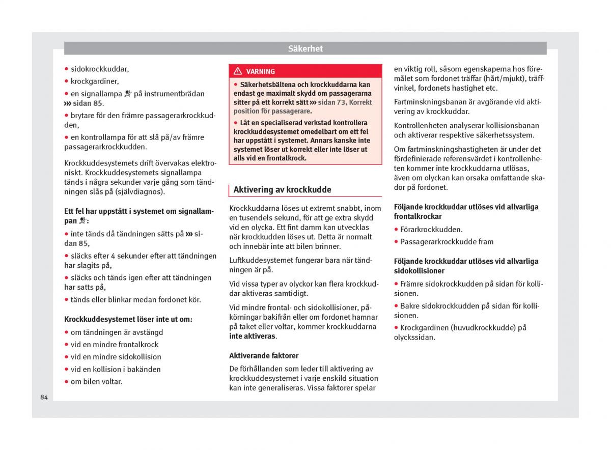 Seat Arona instruktionsbok / page 86