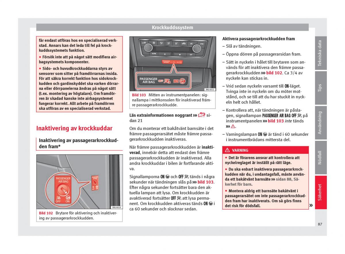 Seat Arona instruktionsbok / page 89