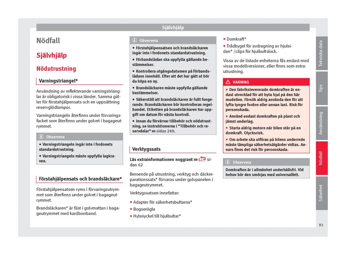 Seat Arona instruktionsbok / page 95