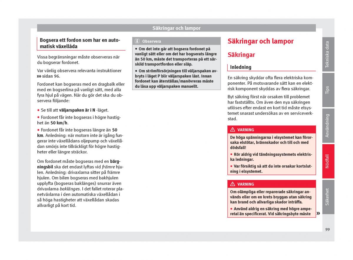 Seat Arona instruktionsbok / page 101