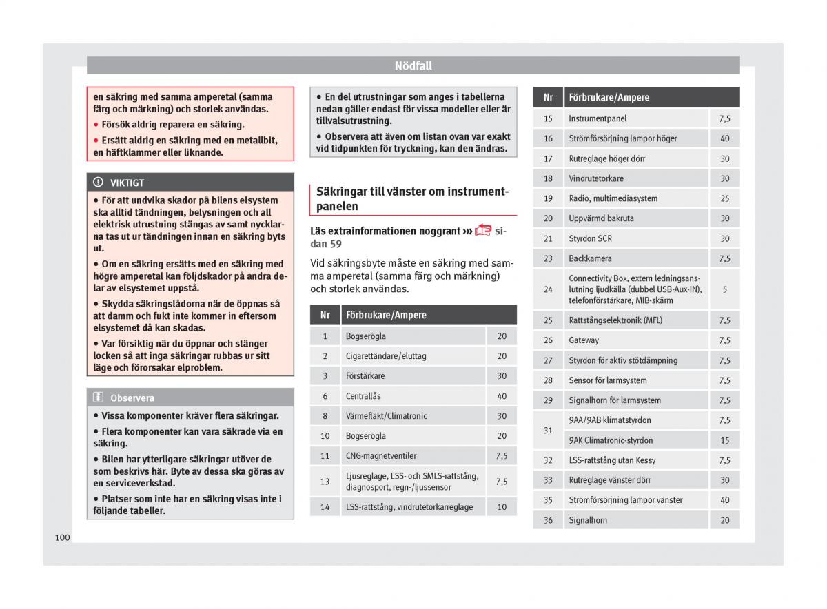 Seat Arona instruktionsbok / page 102