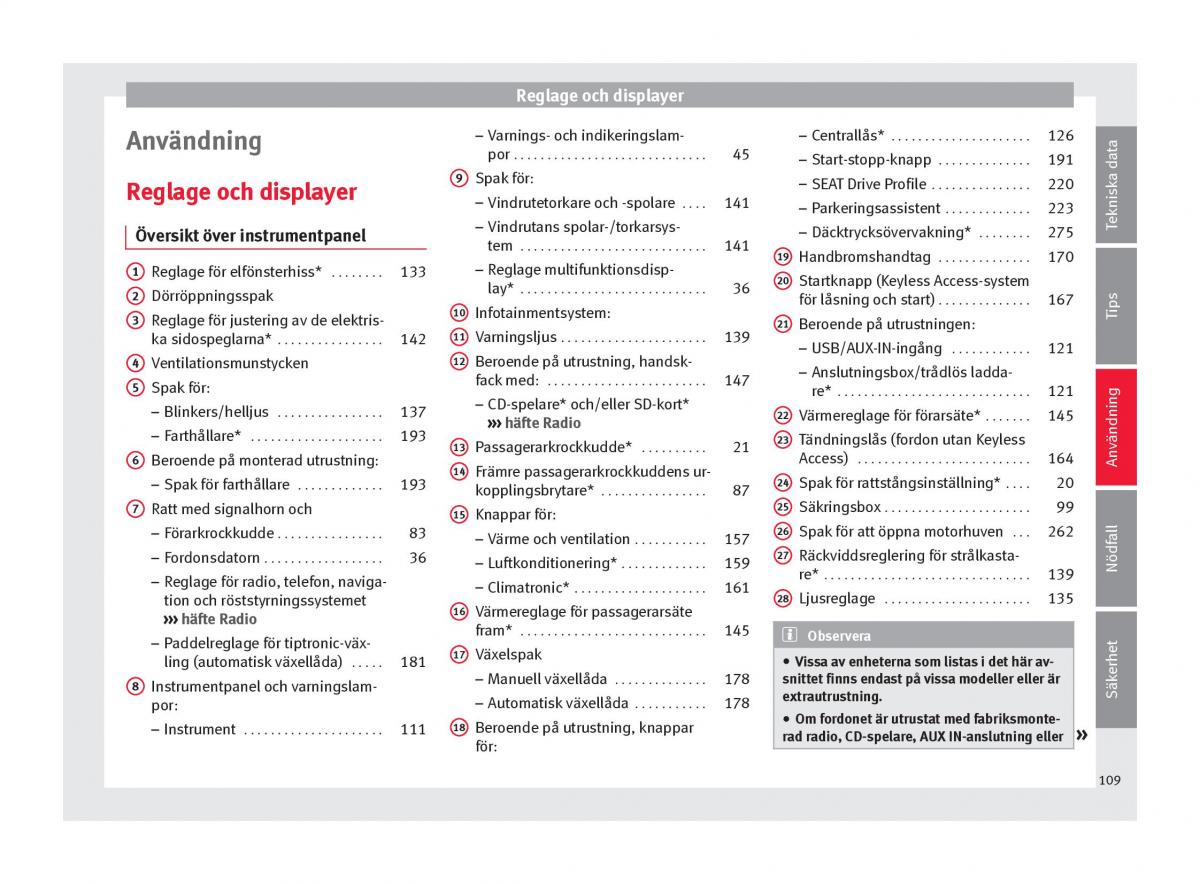 Seat Arona instruktionsbok / page 111