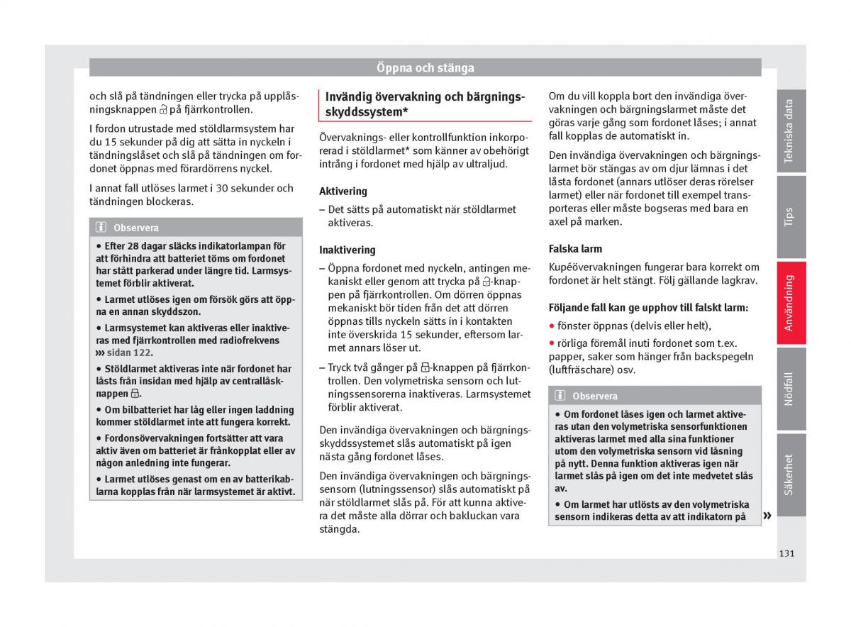 Seat Arona instruktionsbok / page 133