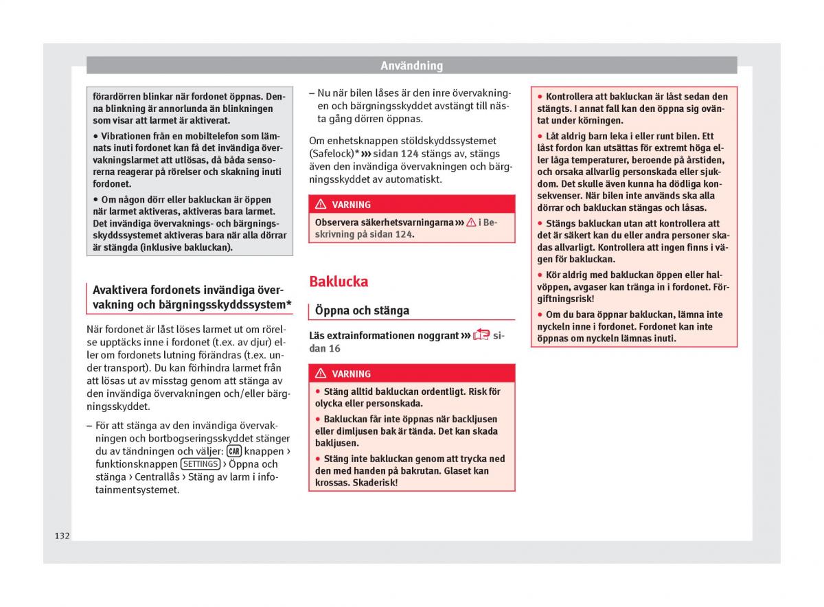 Seat Arona instruktionsbok / page 134