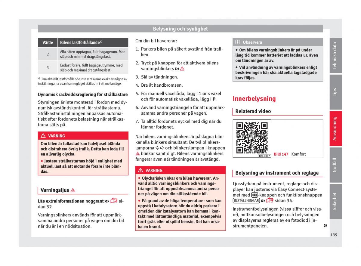 Seat Arona instruktionsbok / page 141