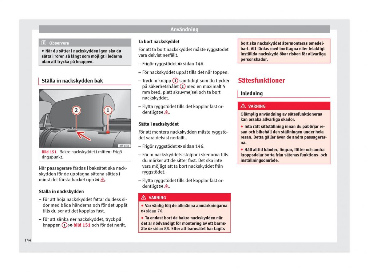 Seat Arona instruktionsbok / page 146