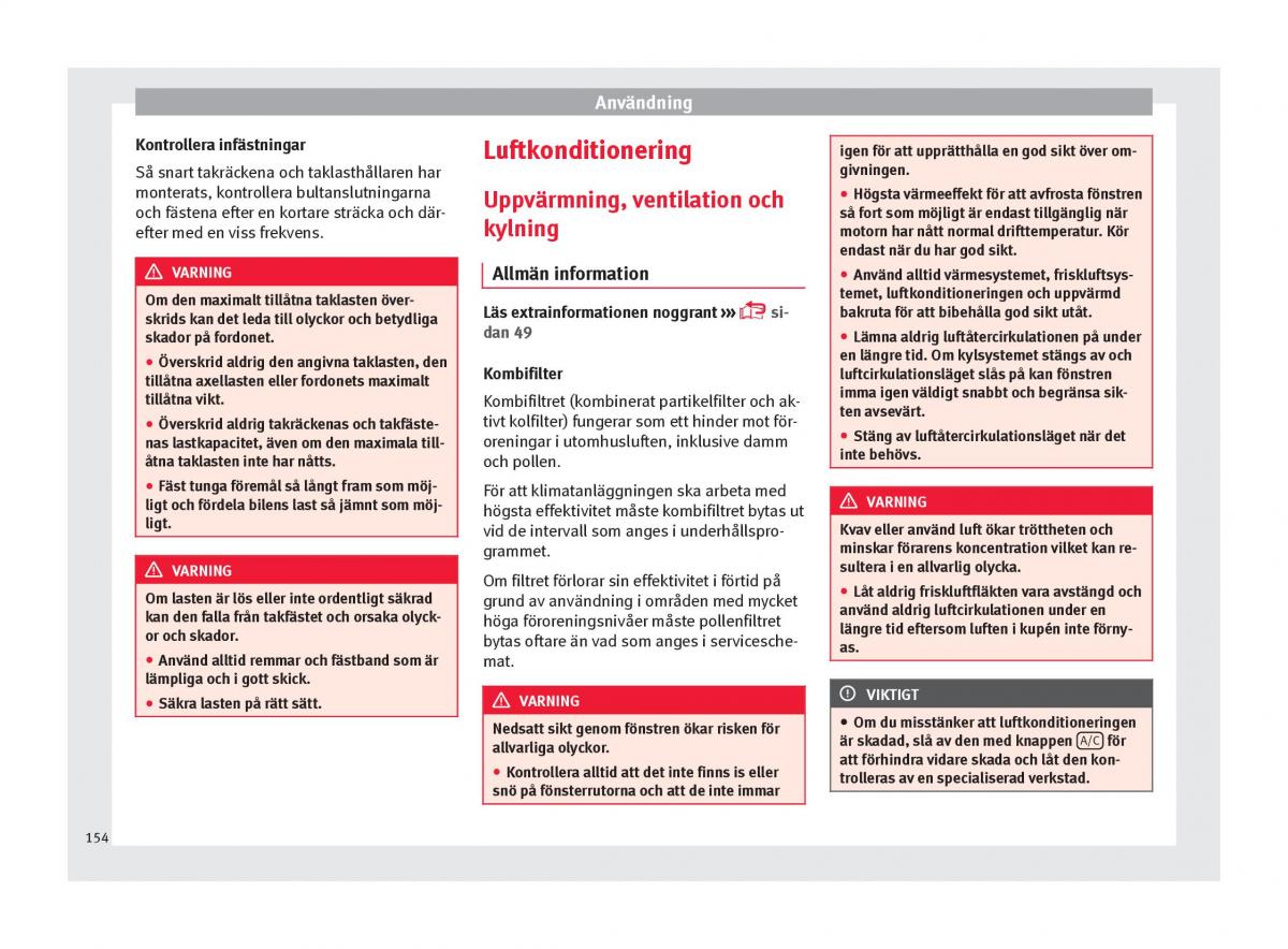 Seat Arona instruktionsbok / page 156