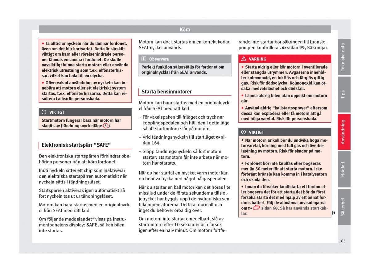 Seat Arona instruktionsbok / page 167