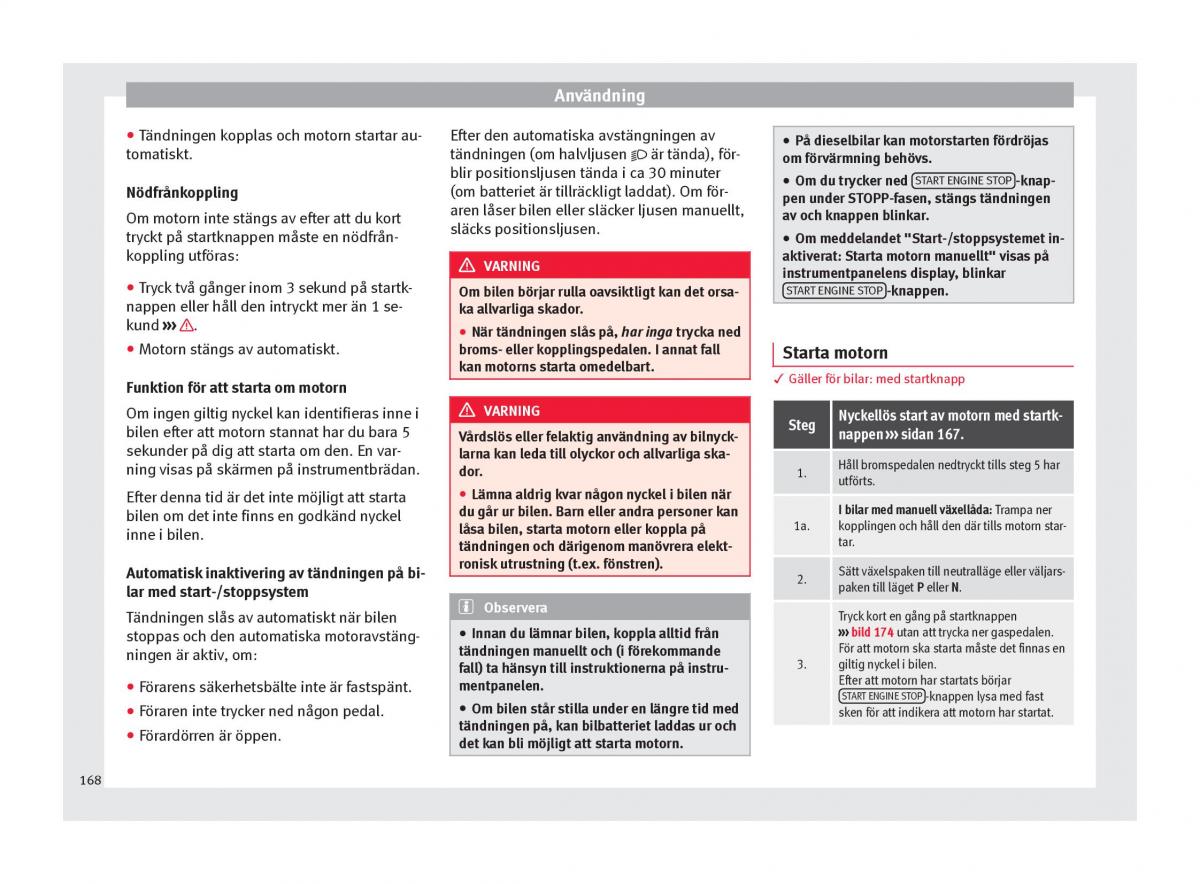 Seat Arona instruktionsbok / page 170